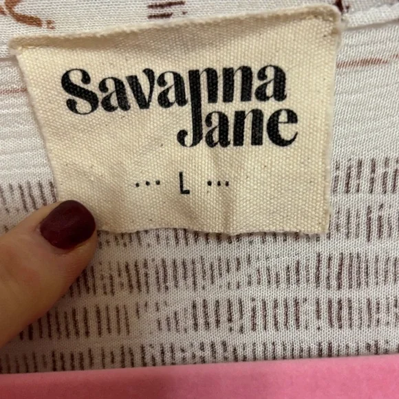 Savanna Jane Floral and Stripe Blouse with Tassels - Picture 2 of 14